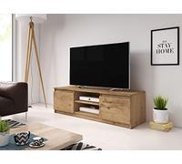 Meuble TV 120 cm Dingo, meuble TV, meuble TV avec pieds, table TV, sans éclairage LED, différentes couleurs (marron)