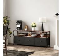Meuble TV 137cm avec LED, Armoire de Télévision avec 3 tiroirs et 2 étagères, Meuble TV Moderne pour salon, entrée, chambre