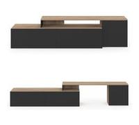 IDMarket - Meuble TV 140-180 cm modulable d'angle Basile Rotatif Bois et Noir