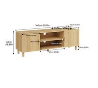 meuble TV 140 cm avec rangement 2 portes 2 niches ouvertes style campagne vintage décor chêne MDF ORVRYN
