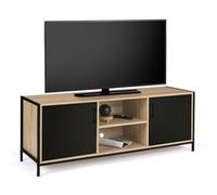 ID MARKET meuble tv BOSTON 2 portes 140 cm noir à poser