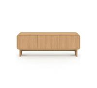 IDMarket - Meuble TV 140 cm Capucine 3 Portes façon hêtre Design Arrondi