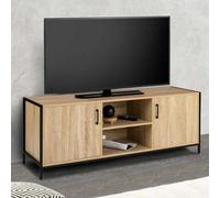 IDMarket Meuble TV DETROIT 2 portes 140 cm bois clair design industriel à poser