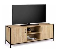 IDMarket Meuble TV DETROIT 2 portes 140 cm bois clair design industriel à poser
