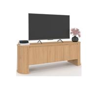 Meuble TV 140 cm DIVIA 3 portes façon hêtre design arrondi