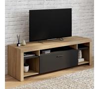 IDMarket Meuble TV Malo 140 cm bois et placard noir multicolore