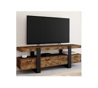 IDMarket - Meuble TV 140 cm Phoenix avec tiroirs Bois Effet Vieilli et Noir