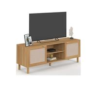 Meuble TV 140 cm ROBIN 2 portes bois et effet lin