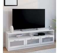IDMarket Meuble TV VITO 140 cm portes givrées blanc