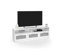 IDMarket Meuble TV VITO 140 cm portes givrées blanc