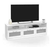 Meuble TV 140 cm VITO portes givrées blanc