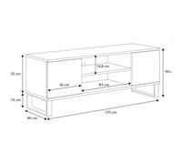 KOBI Meuble TV 155 cm décor Bois Design