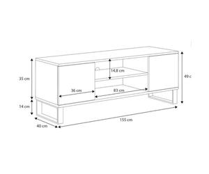 Meuble TV 155 cm décor bois - KOBI - Beige