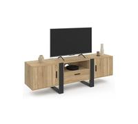 IDMarket Meuble TV PHOENIX 160 cm avec rangements Bois et Noir