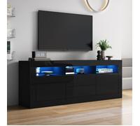 Meuble TV - 160 x 35 x 60 cm - Laqué brillant - Éclairage LED - 2 portes, 2 tiroirs