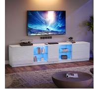 Meuble TV 160 x 40 x 52 cm MERAX avec LED, Meuble Télévision Moderne pour tv jusqu’à 65 Pouces