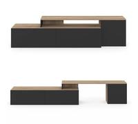 IDMarket - Meuble TV 140-180 cm modulable d'angle Basile Rotatif Bois et Noir