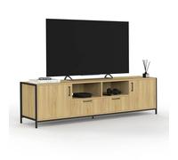 IDMarket Meuble TV Detroit 2 portes 2 tiroirs Design industriel bois clair 180 cm