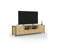 IDMarket Meuble TV Detroit 2 portes 2 tiroirs Design industriel bois clair 180 cm