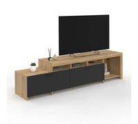 IDMarket - Meuble TV 180 cm Malo Bois et placards Noirs
