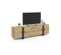 IDMarket - Meuble TV 180 cm Phoenix avec rangements Bois et Noir