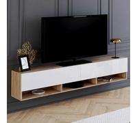 IDMarket Meuble TV ELIO 180 cm suspendu 2 portes étagère bois et blanc multicolore