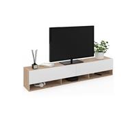 IDMarket Meuble TV ELIO 180 cm suspendu 2 portes étagère bois et blanc multicolore