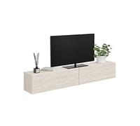 ID MARKET meuble tv ELIO 2 portes 180 cm travertin suspendu
