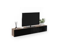 IDMarket - Meuble TV 180 cm Suspendu Elio 2 Portes Bois et Noir