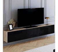 IDMarket - Meuble TV 180 cm Suspendu Elio 2 Portes Bois et Noir