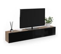 IDMarket - Meuble TV 180 cm Suspendu Elio 2 Portes Bois et Noir