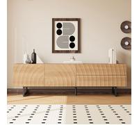 Meuble TV 180 x 38 x 51,5 cm avec Façades Ondulées 3D, Portes et Tiroirs, Style Scandinave Banc TV - Merax