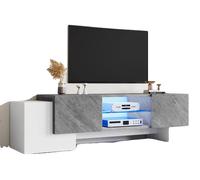 Meuble TV, 180 x 40 x 46,5 cm, capacité de charge maximale de 30 kg, adapté aux téléviseurs 60/65/70 pouces, style moderne et minimaliste, verre de sécurité et MDF