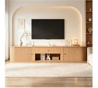 Meuble TV 180x40x40 cm avec 2 portes à rideau et 1 tiroir, finition bois