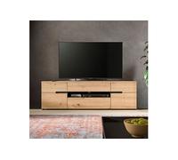 Meuble TV 184x44x55cm décor naturel et anthracite - KANUT