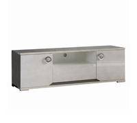 Meuble TV 2 portes 1 tiroir aspect ciment et gris anthracite - LIBECCIO