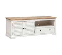 Atmosphera Meuble TV Olbia 140x40 cm 2 portes 1 tiroir métal et acacia Blanc