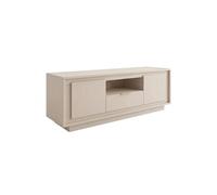 Meuble TV 2 portes 1 tiroirs 1 niche beige poudré piètement socle - AZONTO -