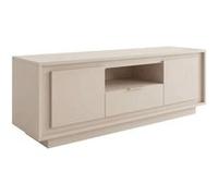 Meuble TV 2 portes 1 tiroirs 1 niche beige poudré piètement socle - AZONTO - ALTOBUY Beige