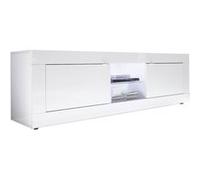 Meuble TV 2 Portes 2 Niches Finition Blanc Laqué Weiss avec Leds - OTELLO - ALTOBUY Blanc G