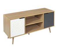 HOME DECO FACTORY - HD7145 Meuble TV Scandinave - Rangement et Tiroir en Bois - Design Moderne - Idéal Salon ou Chambre - 120x56x39 cm - Blanc Gris Anthracite