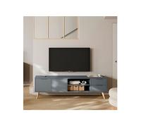 Meuble TV 2 portes 2 tiroirs 180x40x53 cm en pin vert grisé - KLIMEA