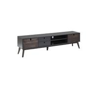 Meuble TV 2 Portes 2 Tiroirs Bois et Gris foncé - LILY -
