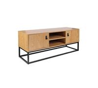 Meuble TV 2 Portes Aspect Bois et Pieds Métal - ABRIL -
