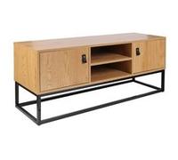 Meuble TV 2 Portes Aspect Bois et Pieds Métal - ABRIL -