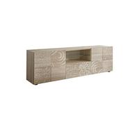 Meuble TV 2 portes aspect bois samoa sérigraphies multi-motifs - JUAN -