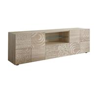 Meuble TV 2 portes aspect bois samoa sérigraphies multi-motifs - JUAN