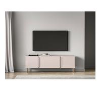 Meuble TV 2 portes avec abattant - LOPPA - 160 cm - beige cachemire