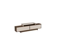 Toilinux - Meuble TV 2 portes basculantes et 1 niche NOELINE - Beige