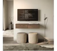 SELSEY - Meuble TV BEMMI SLIM - 100 cm - aspect bois noyer Wisconsin